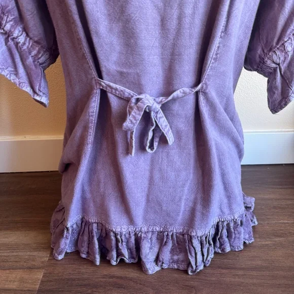 Papa Vancouver Purple Lace Flowy Top Fairycore Boho Romantic Embroidered Blouse - Picture 7 of 12